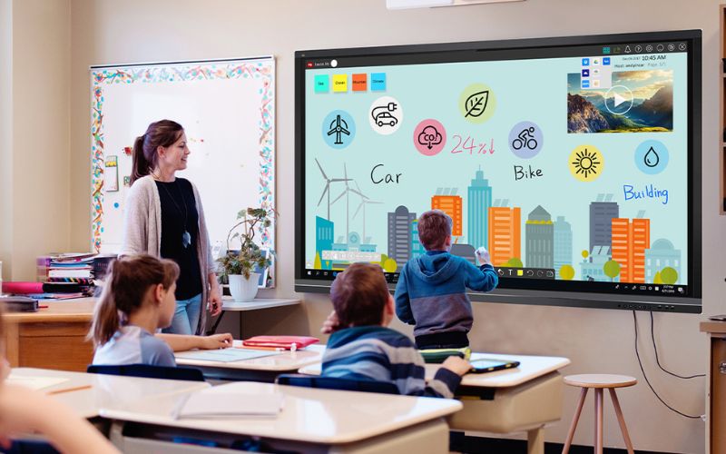 Màn hình tương tác Hikvision được tích hợp với công nghệ cảm ứng đa điểm